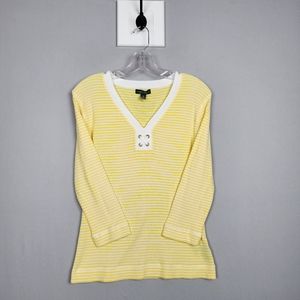 LRL Ralph Lauren Yellow Long Sleeve Striped Shirt Large